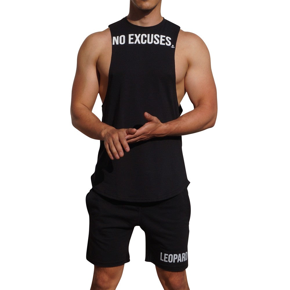 Gym Sleeveless Tee Black Big Logo No Excuses