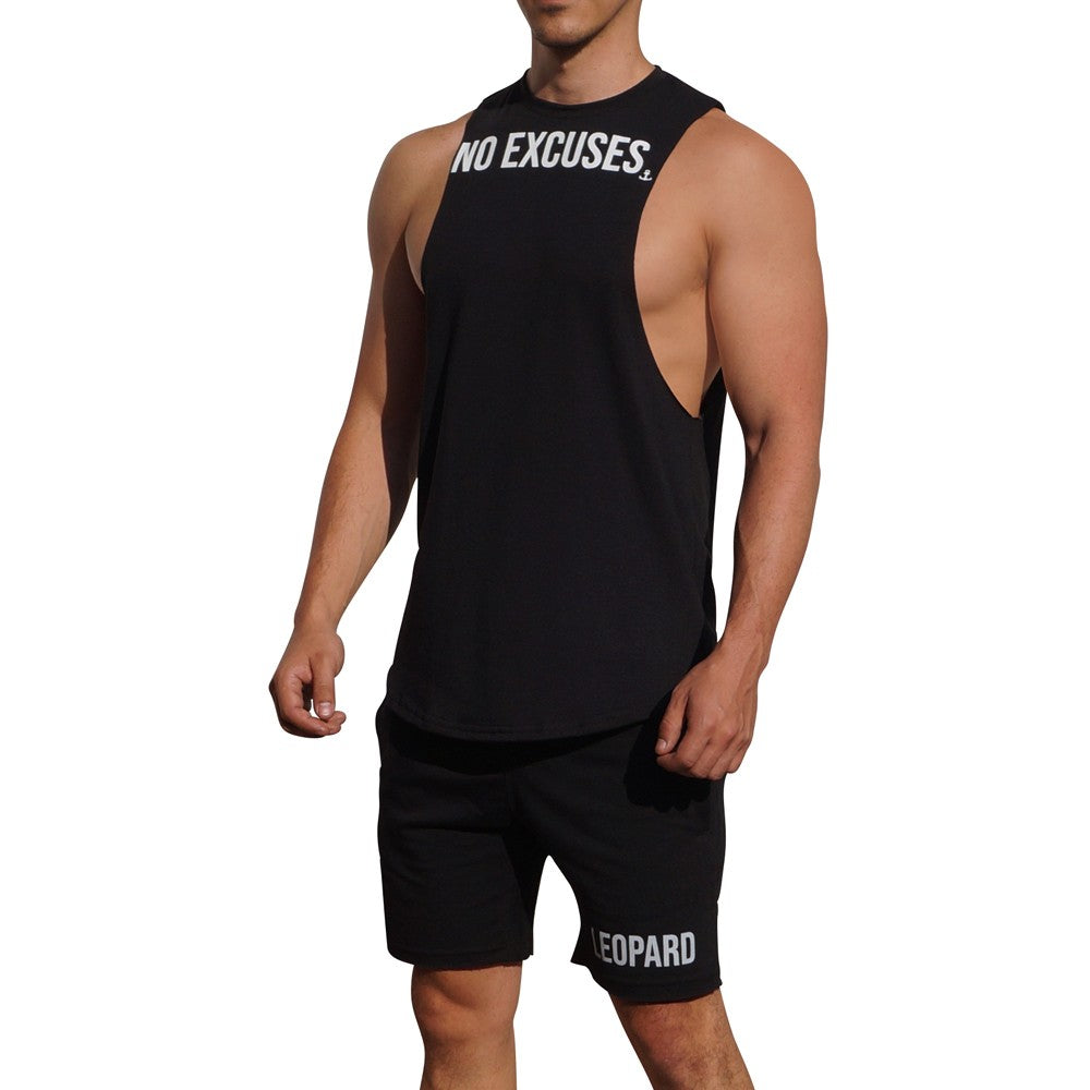 Gym Sleeveless Tee Black Big Logo No Excuses
