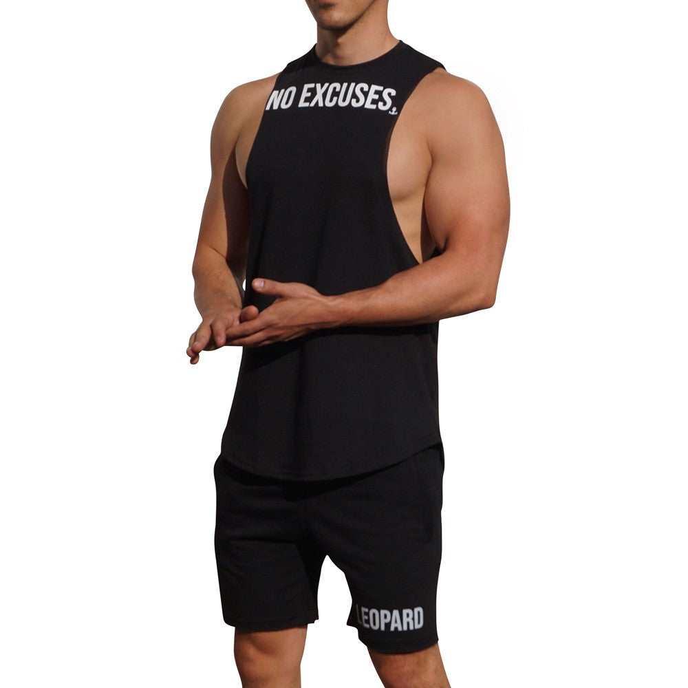 Gym Sleeveless Tee Black Big Logo No Excuses