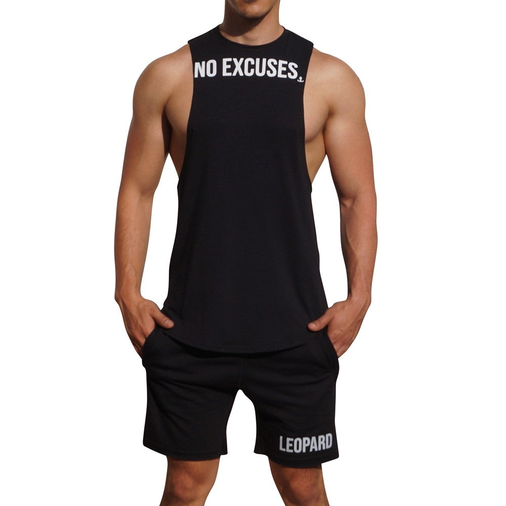 Gym Sleeveless Tee Black Big Logo No Excuses