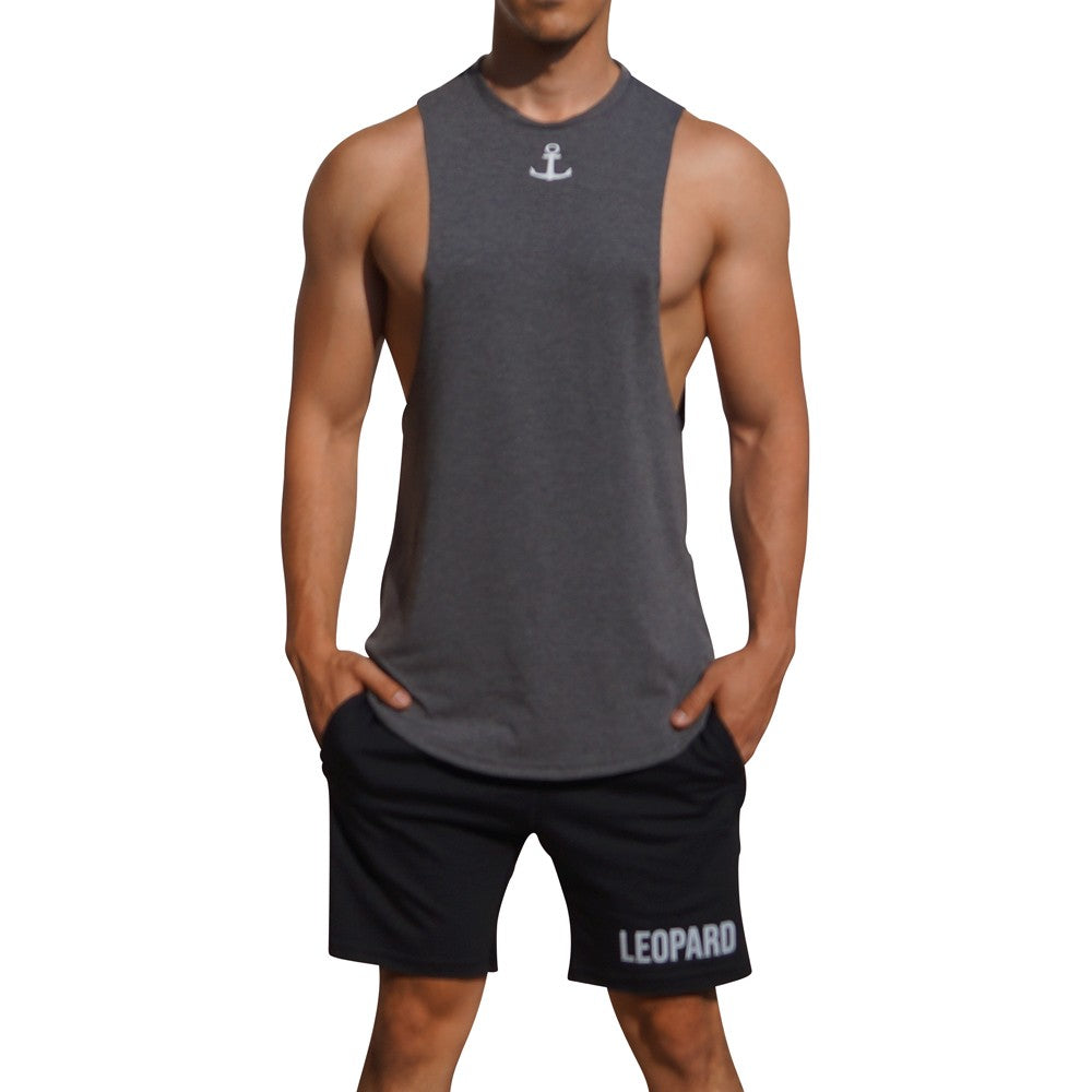 Gym Sleeveless Tee Gray Oxford White Anchor