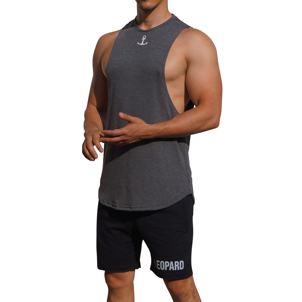 Gym Sleeveless Tee Gray Oxford White Anchor