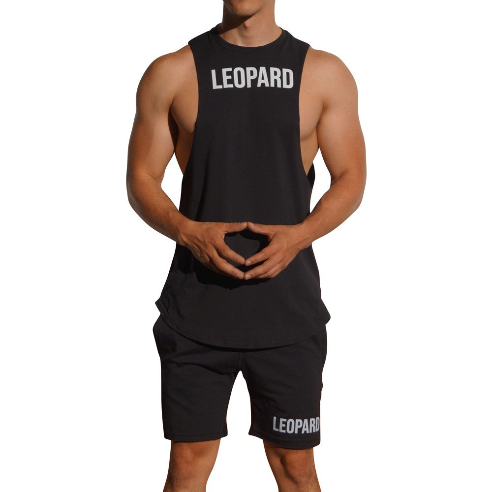 Gym Sleeveless Tee Negra Big Logo Blanco