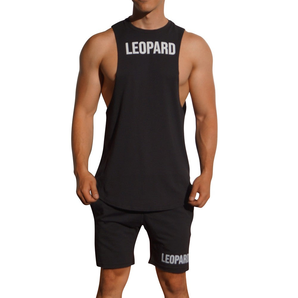 Gym Sleeveless Tee Negra Big Logo Blanco