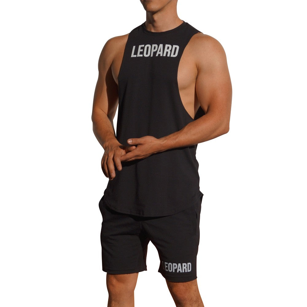 Gym Sleeveless Tee Negra Big Logo Blanco