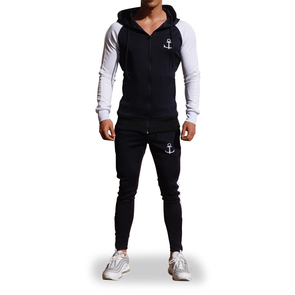 Delta Tracksuit Negro Manga Blanca Franja Blanca