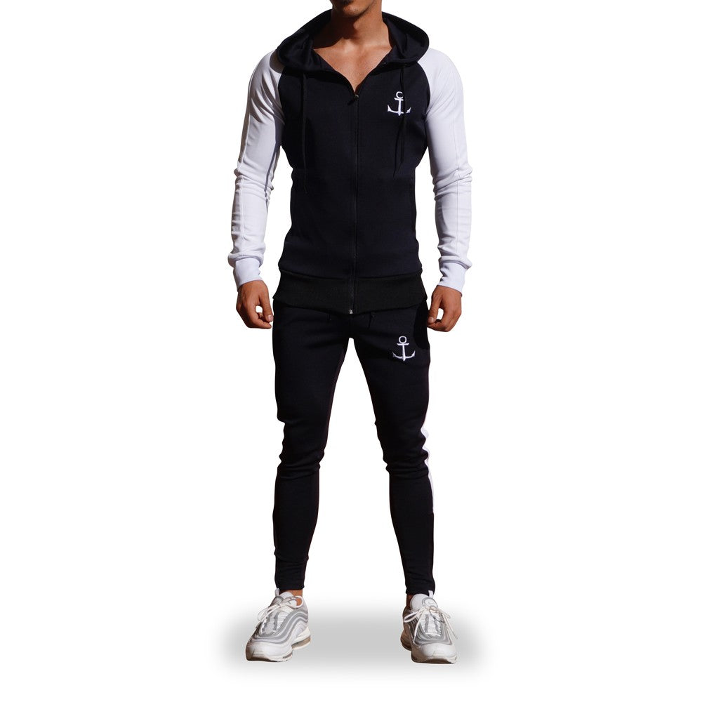 Delta Tracksuit Negro Manga Blanca Franja Blanca