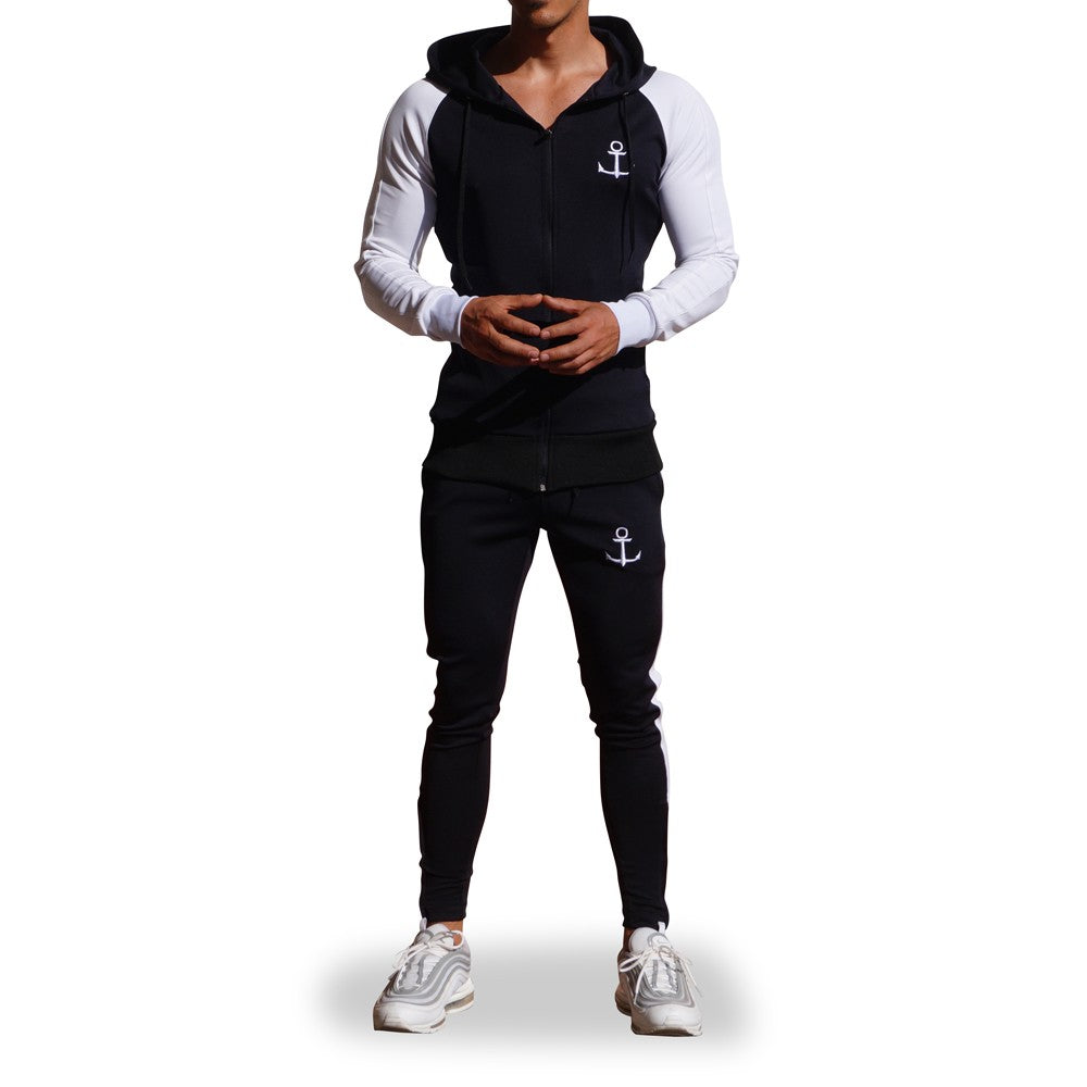 Delta Tracksuit Negro Manga Blanca Franja Blanca