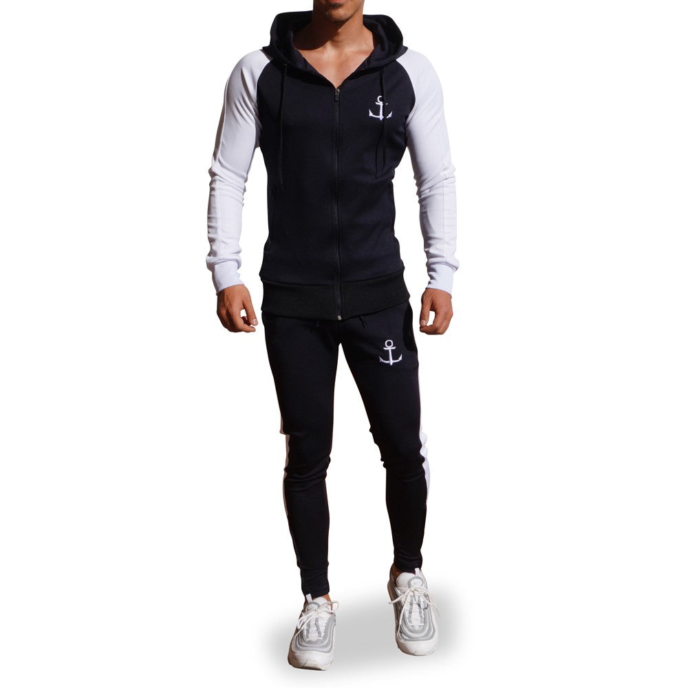 Delta Tracksuit Negro Manga Blanca Franja Blanca