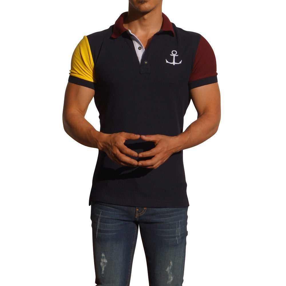 Navy Polo Mg Yellow/Wine