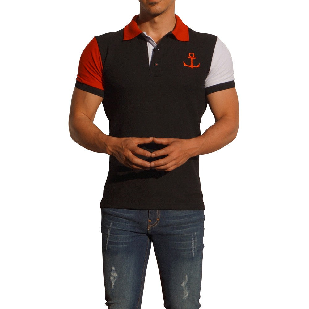 Polo Comb Negro Mg Rojo/Blanco
