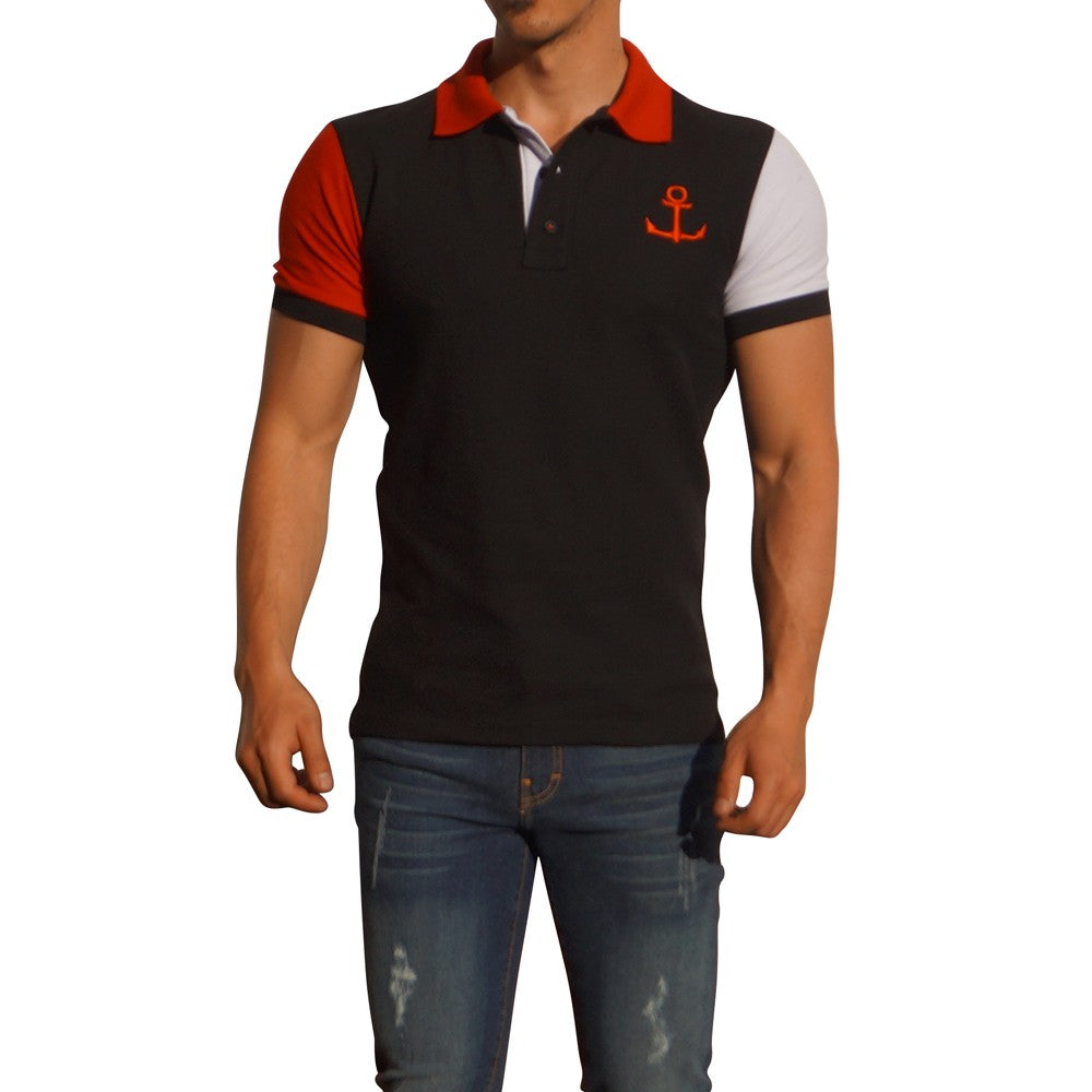 Polo Comb Negro Mg Rojo/Blanco