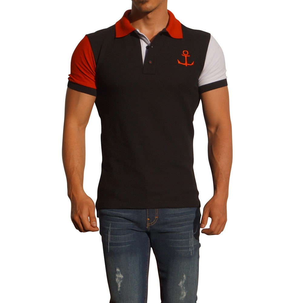 Polo Comb Negro Mg Rojo/Blanco