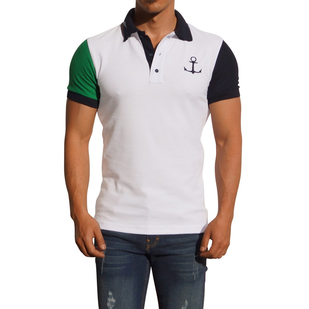 Polo Blanco Mg Verde Bandera/Marino