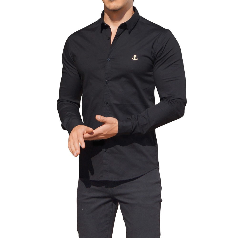 Camisa Negra Manga Larga Metal Emblem Negro