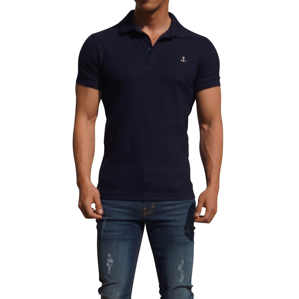 Navy Short Sleeve Polo Navy Metal Emblem