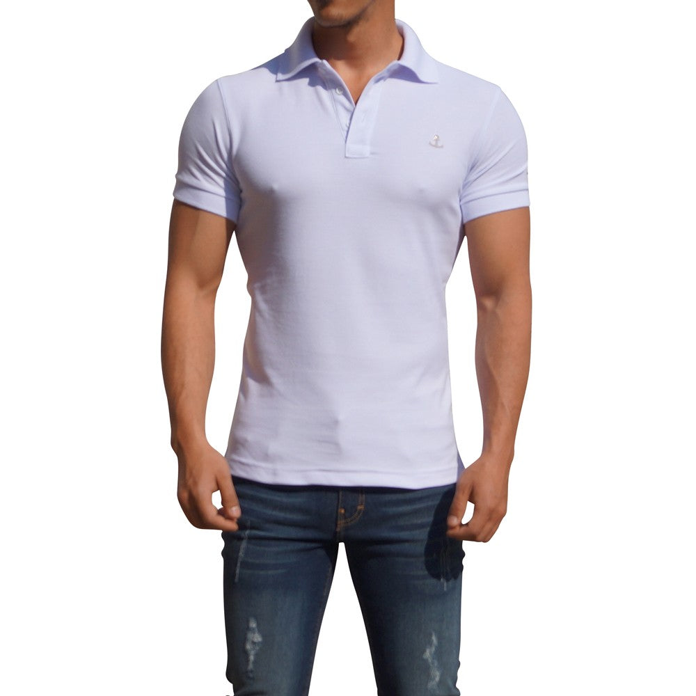 Polo Blanca Manga Corta Blanca Metal Emblem