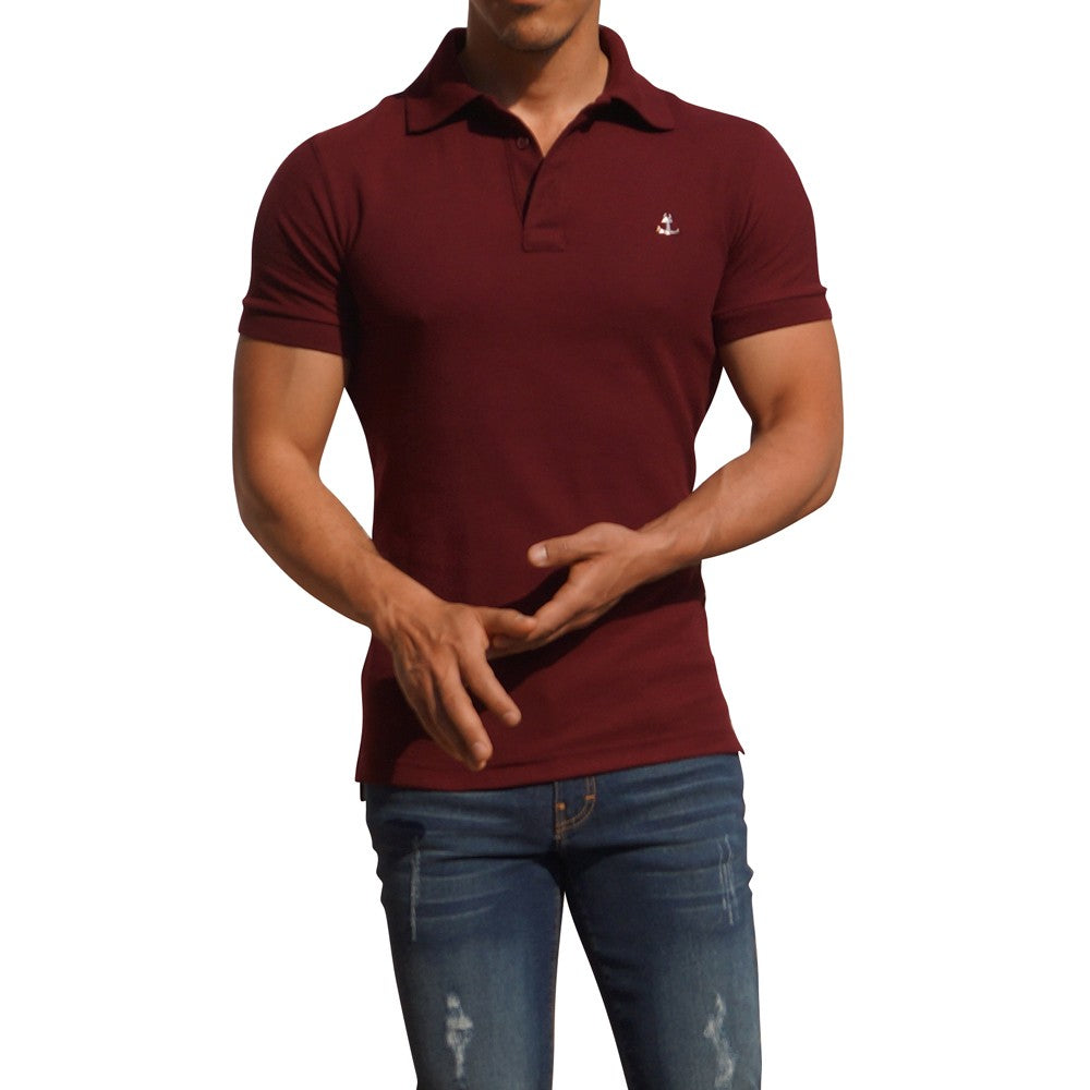 Polo Wine Short Sleeve Wine Metal Emblem
