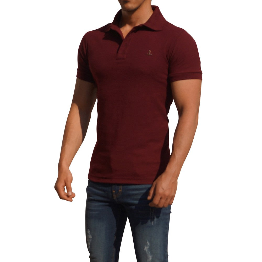 Polo Wine Short Sleeve Wine Metal Emblem