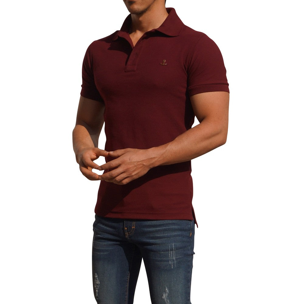Polo Wine Short Sleeve Wine Metal Emblem