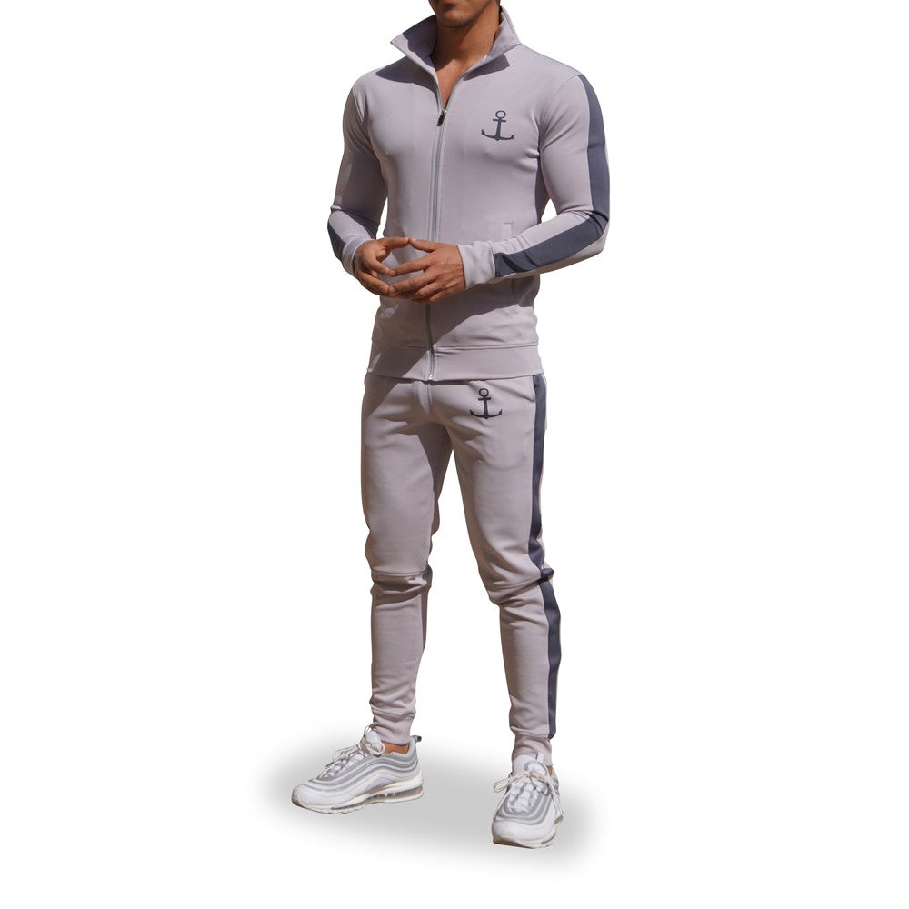 Elite Track Suit Pants Light Gray Oxford Stripe