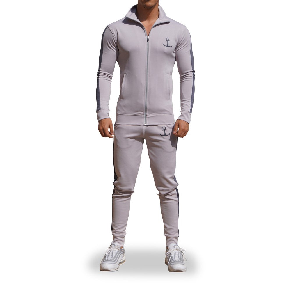 Elite Track Suit Pants Light Gray Oxford Stripe