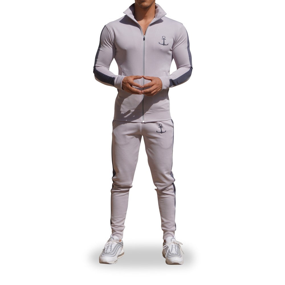 Elite Track Suit Pants Light Gray Oxford Stripe