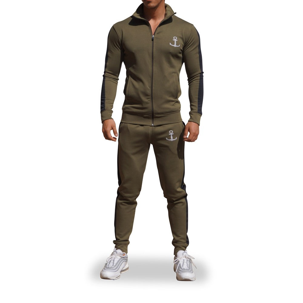 Elite Track Suit Pants Military Green Black Stripe