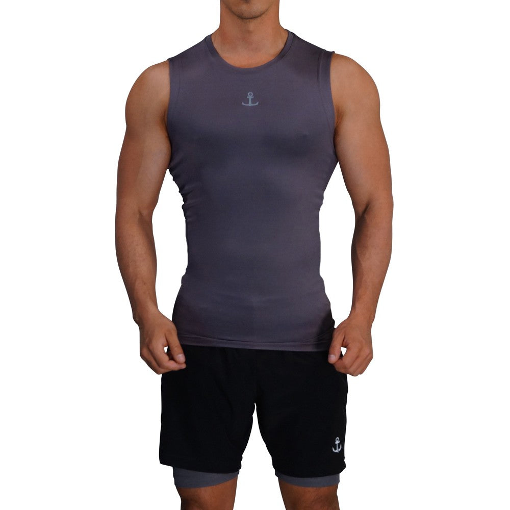 Strong Line Sleeveless Top Oxford Silver Logo