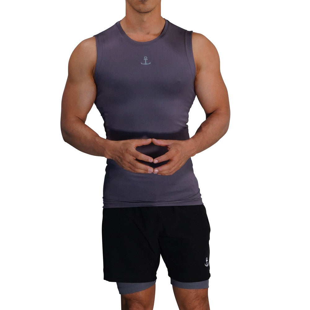 Strong Line Sleeveless Top Oxford Silver Logo