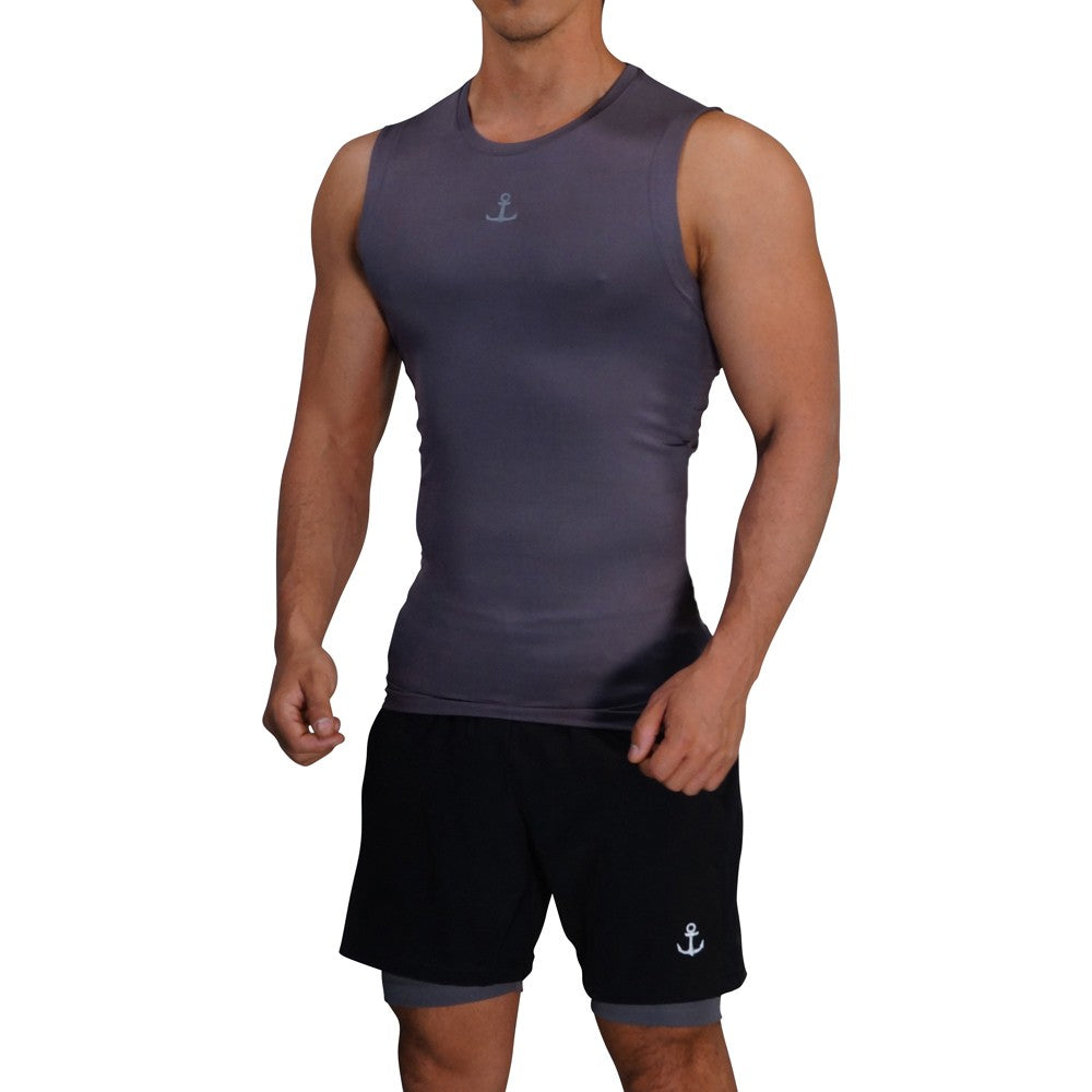 Strong Line Sleeveless Top Oxford Silver Logo