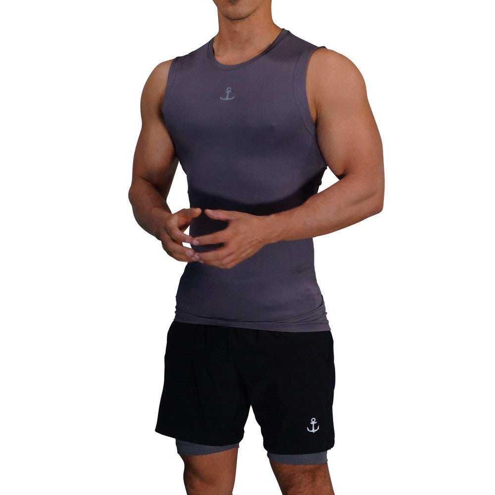 Strong Line Sleeveless Top Oxford Silver Logo