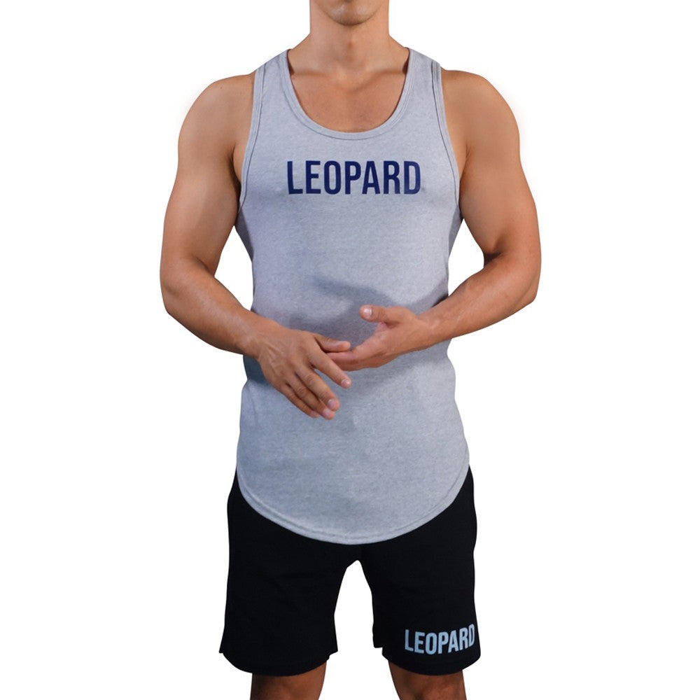 Gym Core Tank Gris Jaspe Big Logo Marino