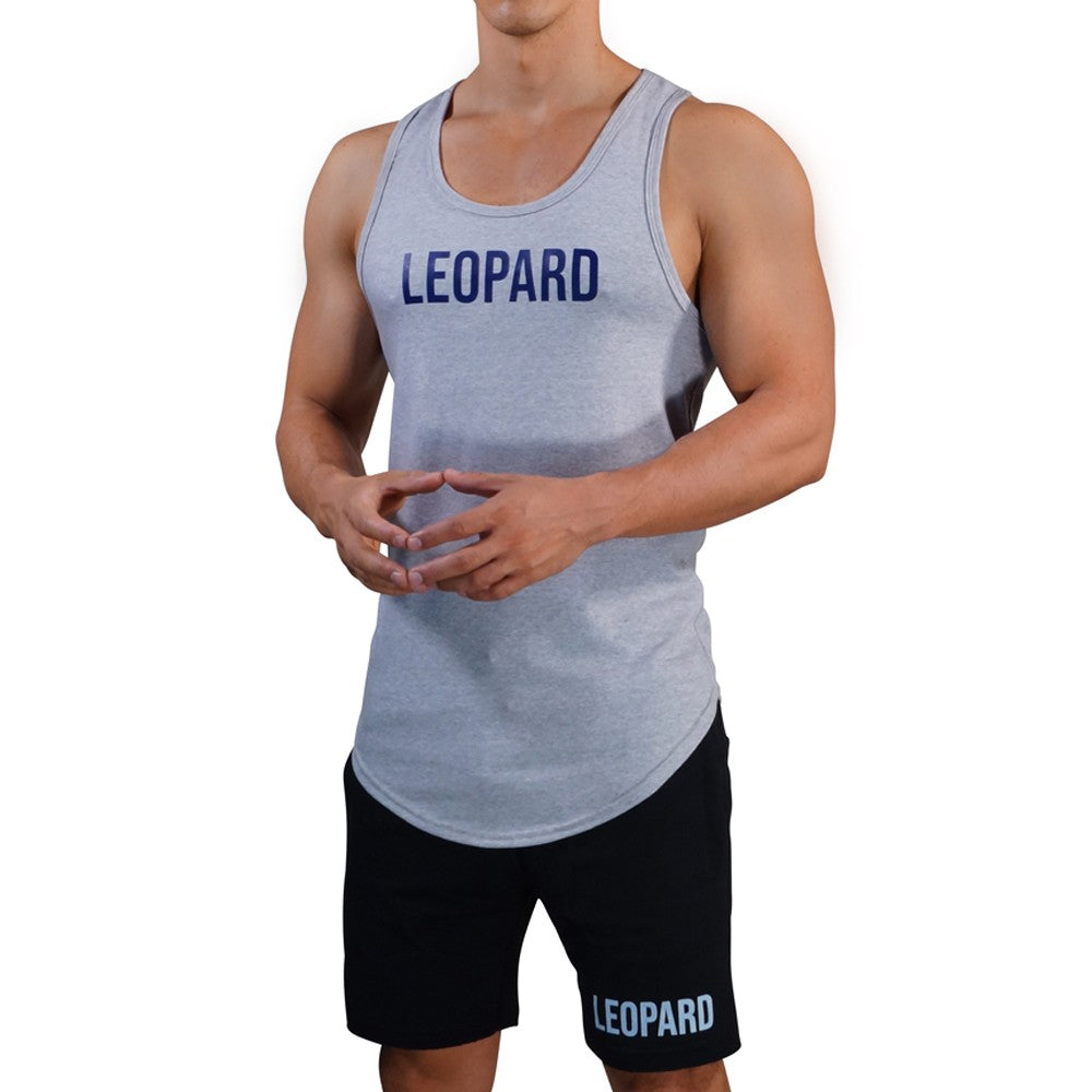 Gym Core Tank Gris Jaspe Big Logo Marino