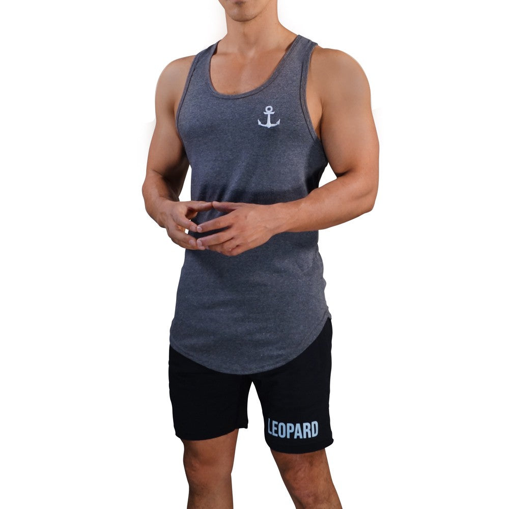 Gym Core Tank Oxford White Anchor Embroidered