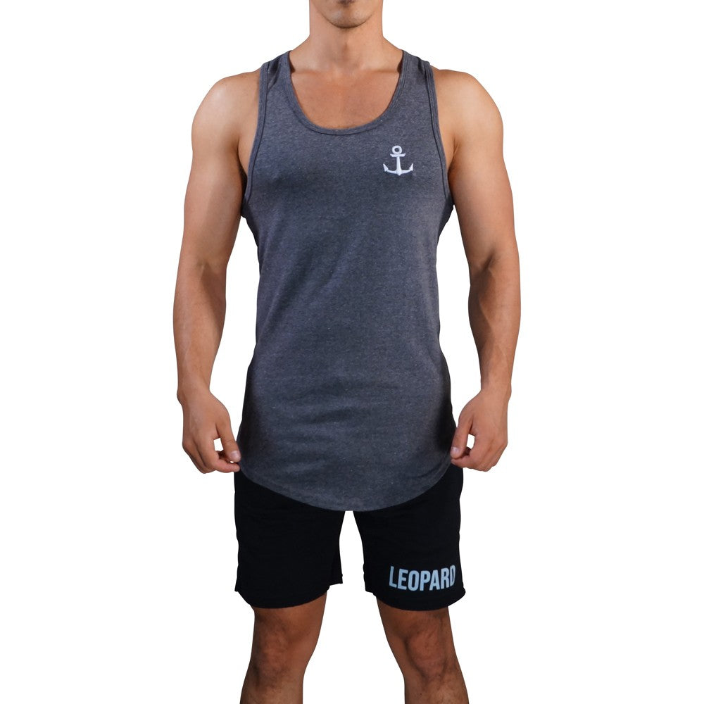Gym Core Tank Oxford White Anchor Embroidered