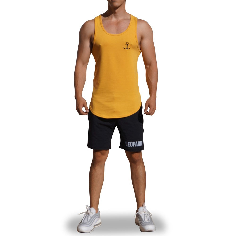 Gym Core Tank Amarillo Ancla Negra Bordada