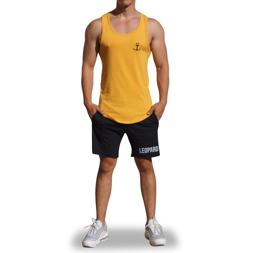 Gym Core Tank Amarillo Ancla Negra Bordada