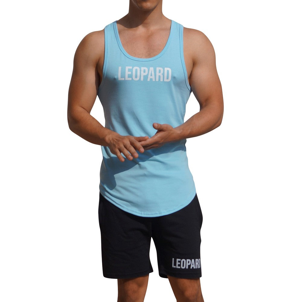 Gym Core Tank Azul Claro Big Logo Blanco