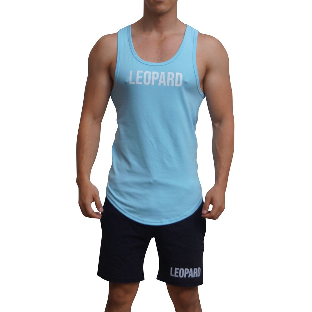 Gym Core Tank Light Blue Big Logo White