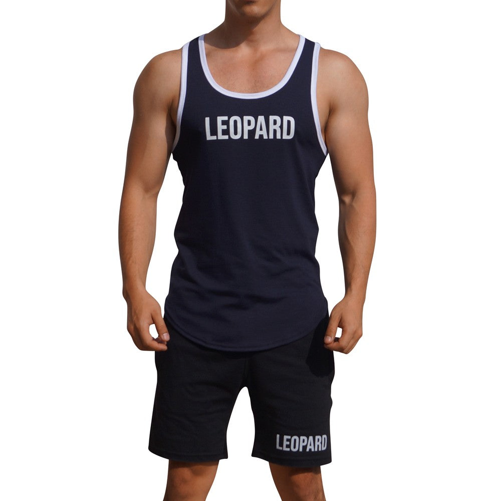 Gym Core Tank Navy Bies White Big Logo White