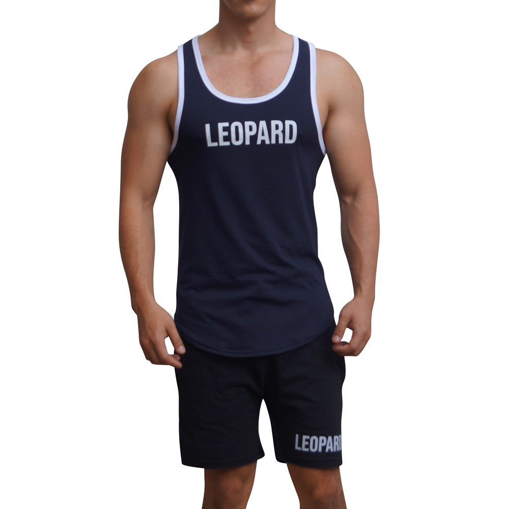Gym Core Tank Navy Bies White Big Logo White