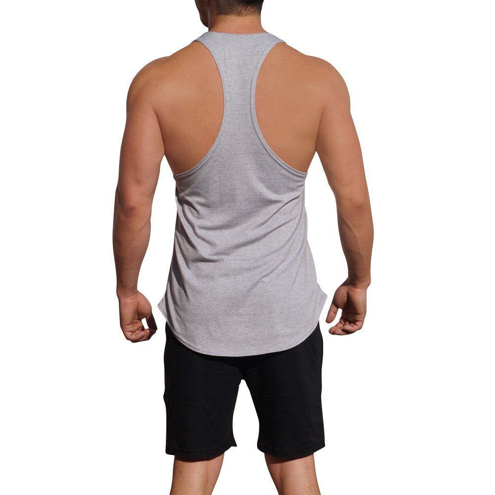 Gym Stringer Tank Gray Jasper Anchor Wine