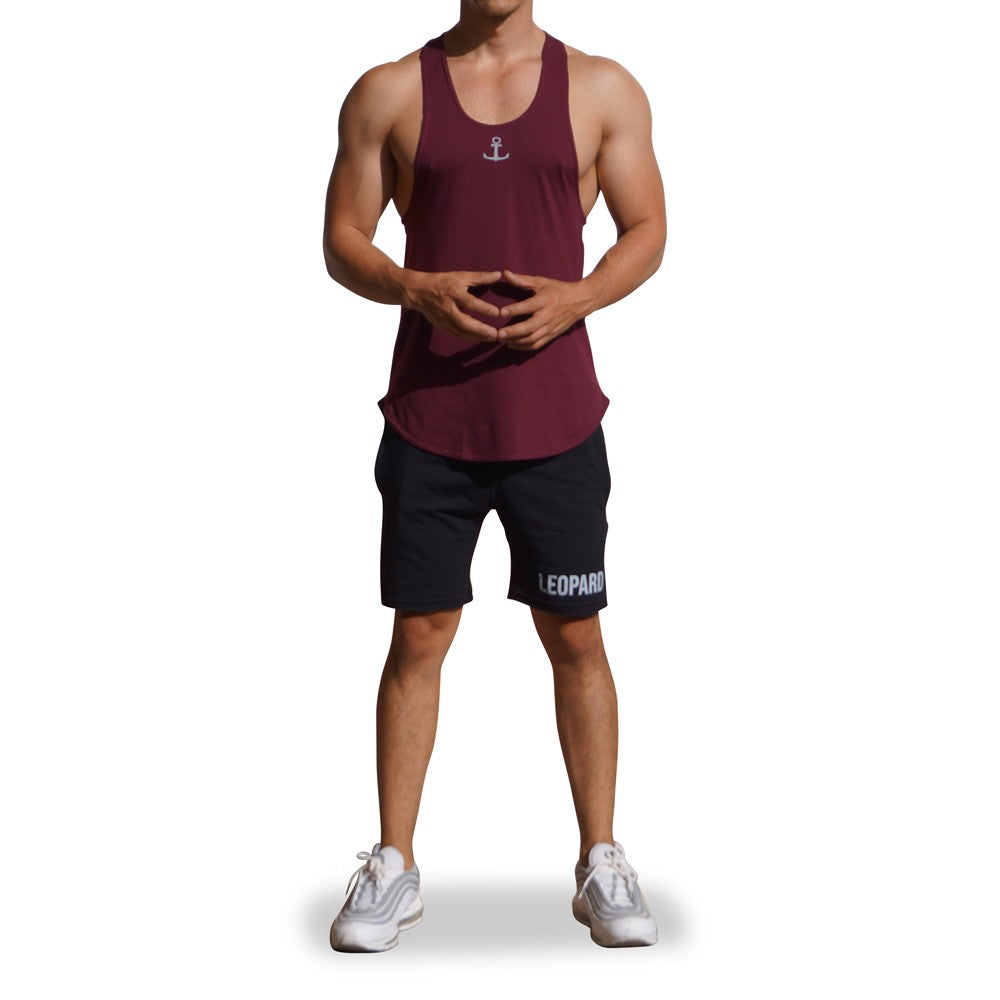 Gym Stringer Tank Wine Anchor Light Gray