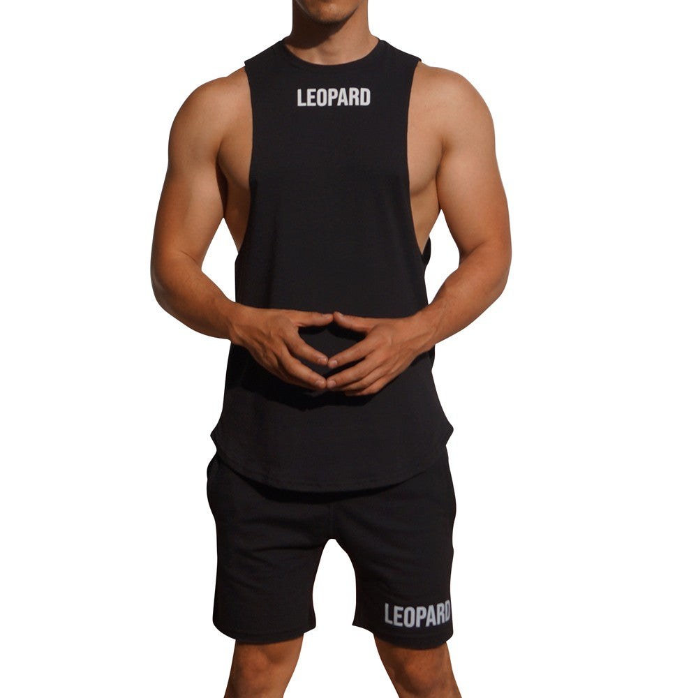 Gym Sleeveless Tee Black Logo White