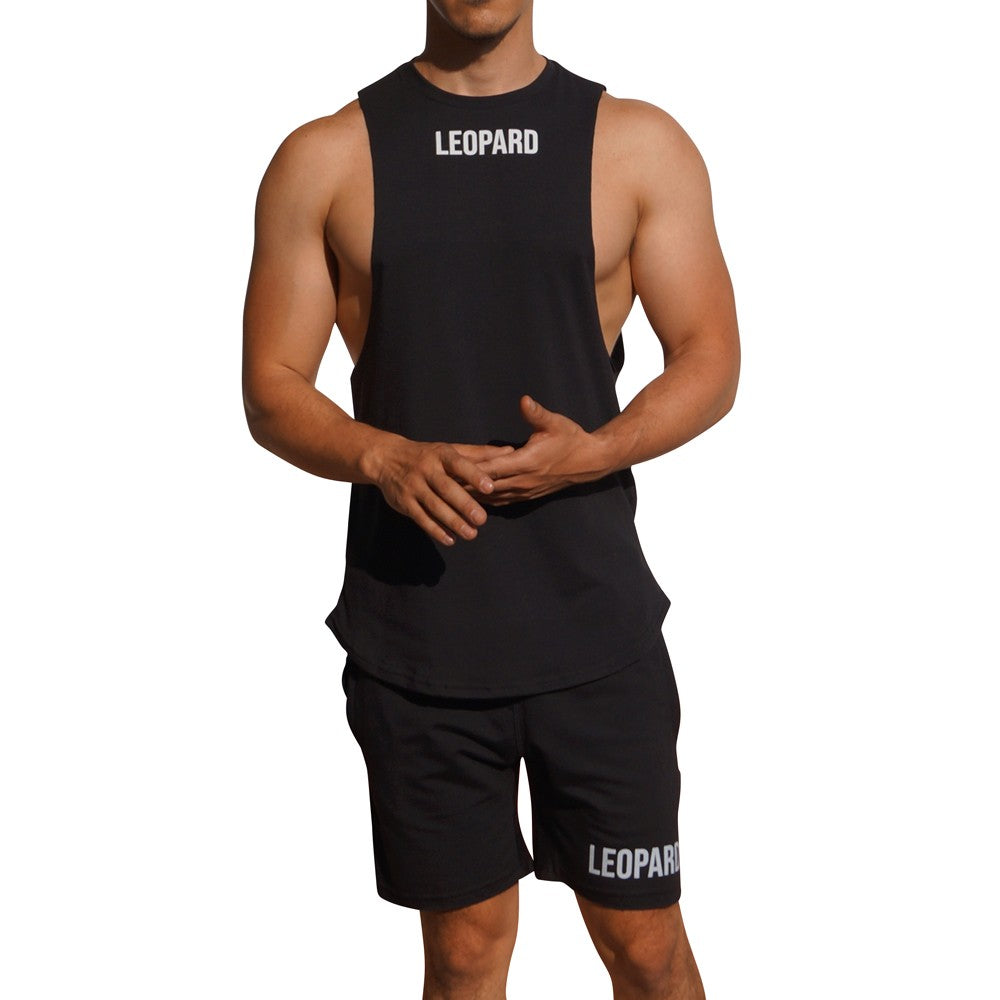 Gym Sleeveless Tee Black Logo White