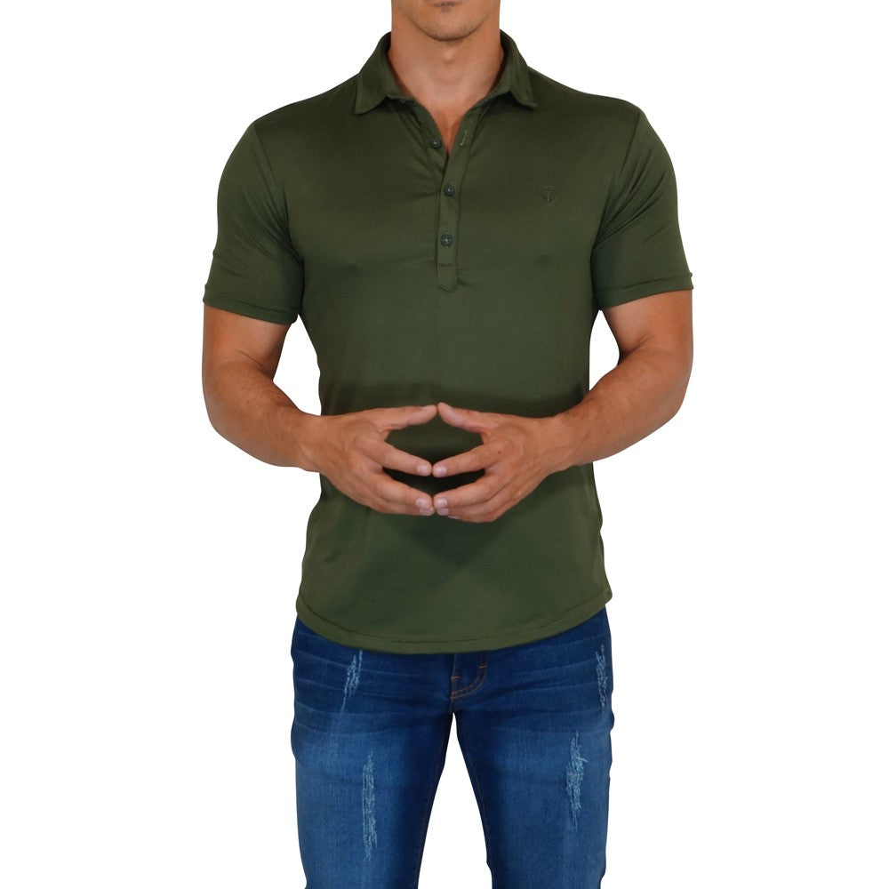 Sateen Luxe Polo Shirt Manga Corta Olivo
