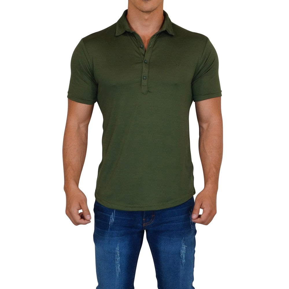 Sateen Luxe Polo Shirt Manga Corta Olivo