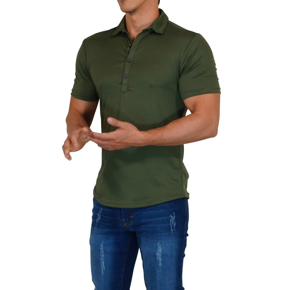 Sateen Luxe Polo Shirt Manga Corta Olivo