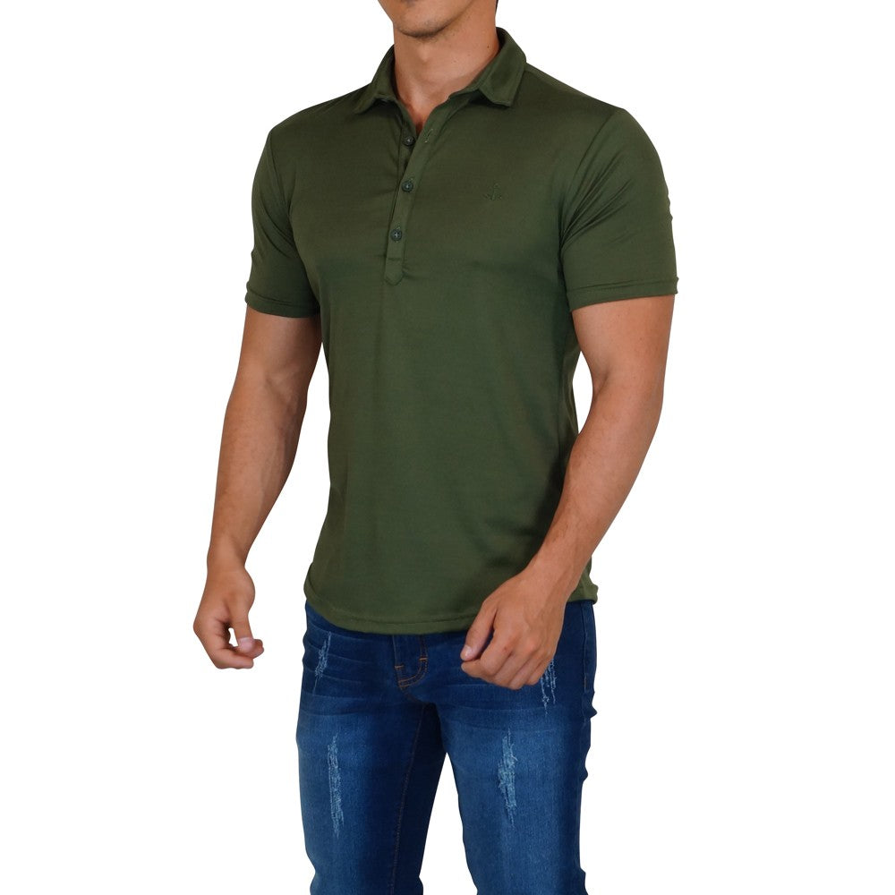 Sateen Luxe Polo Shirt Manga Corta Olivo